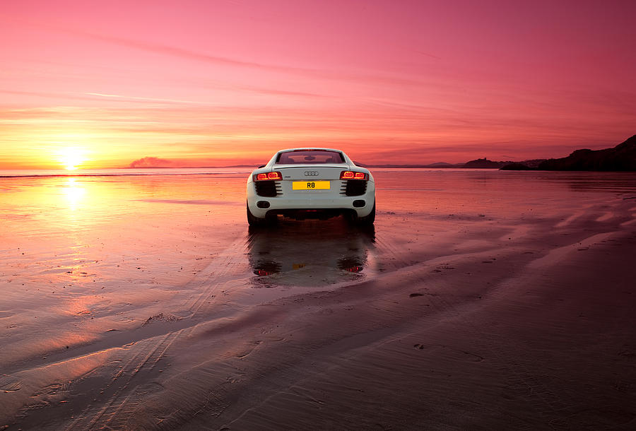 Sunset Photograph - R8 on a beach by Rory Trappe