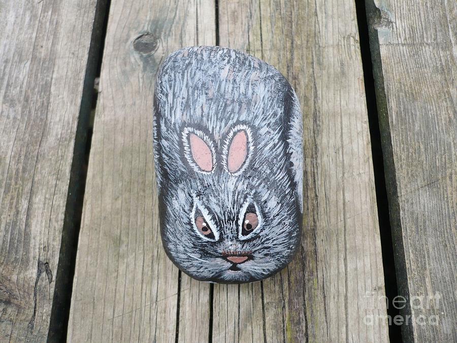 Rabbit Rock Painting Painting by Monika Shepherdson