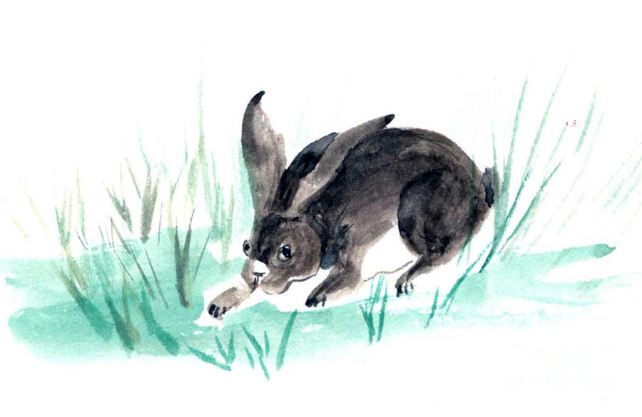 Rabbit Spring Painting by Ellen Miffitt