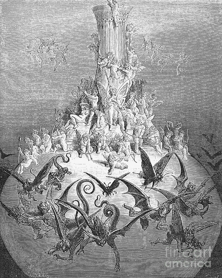 Divine Bottle Drawing by Gustave Dore