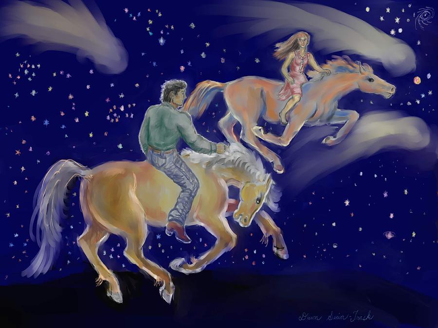 Horse Painting - Racing Comets - Dream Series 5 by Dawn Senior-Trask