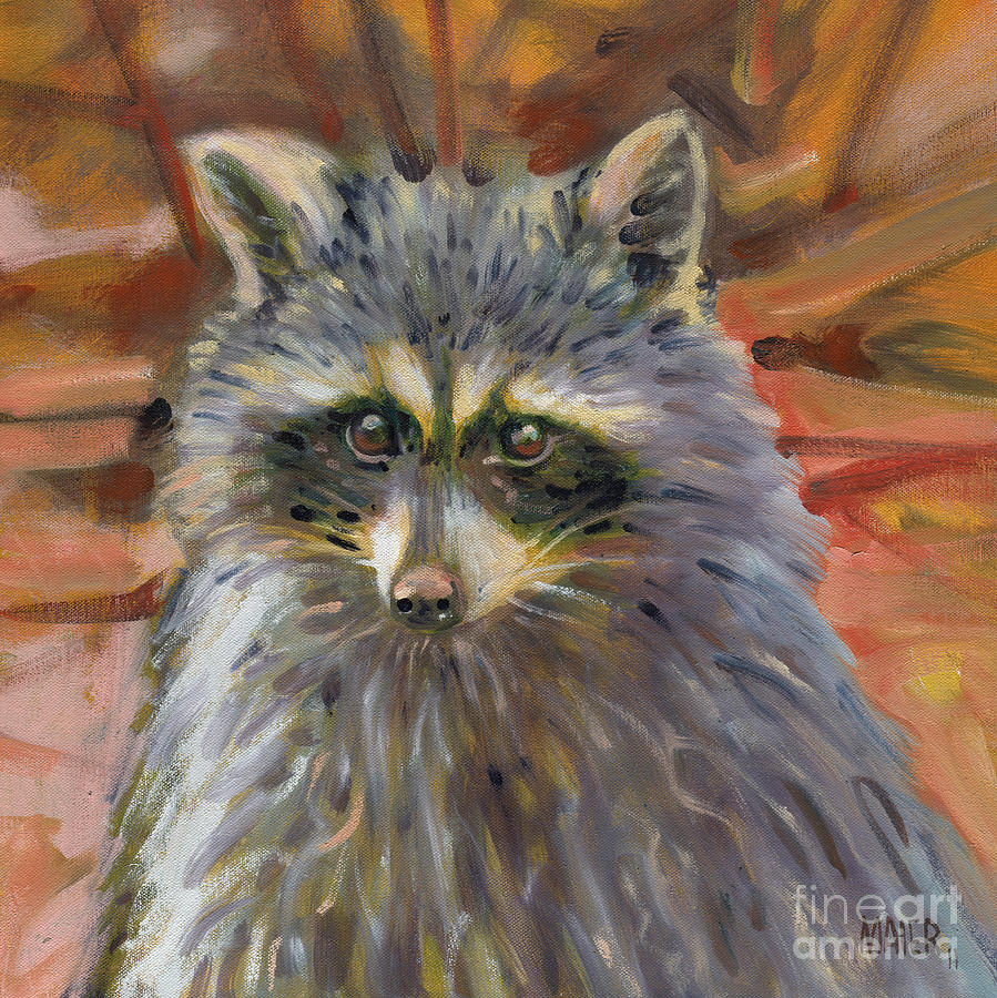 Racoon Painting by Donald Maier