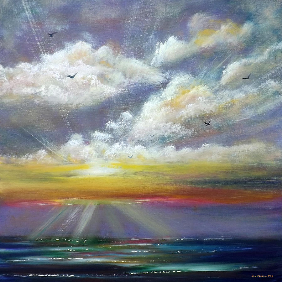 Radiance - Square Sunset Painting by Gina De Gorna