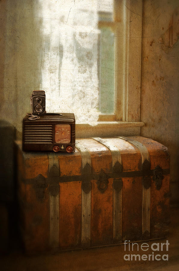 Radio and Camera on Old Trunk Photograph by Jill Battaglia