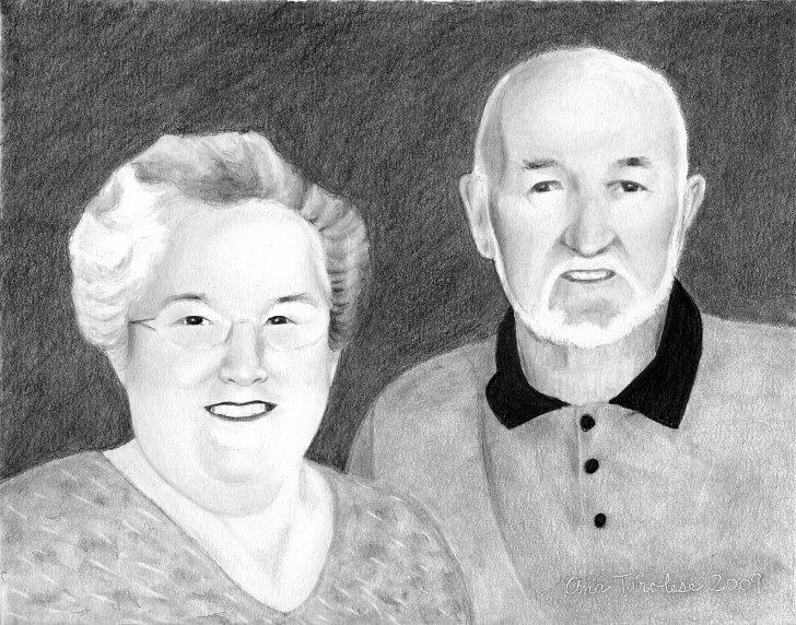 Raeleen and Jim Campbell Drawing by Ana Tirolese
