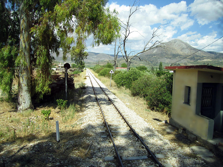 Railroad Crossing on the Way from Mycenae to Olympia in Greece Photograph by John Shiron