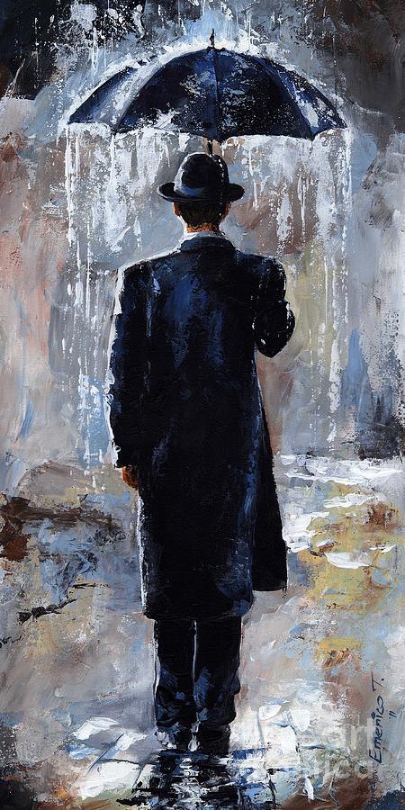 Rain day - Bowler hat Painting by Emerico Imre Toth