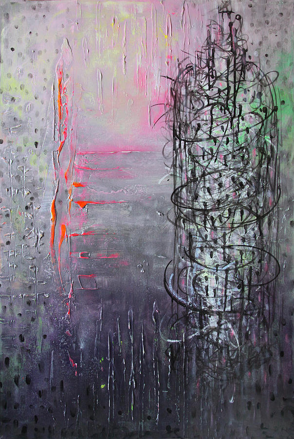 Abstract Painting - Rain in the Bird Cage by Lolita Bronzini
