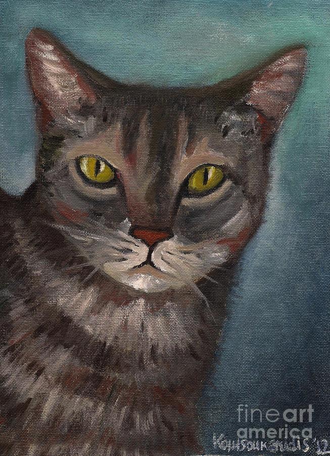 Cat Painting - Rain the Cat by Kostas Koutsoukanidis