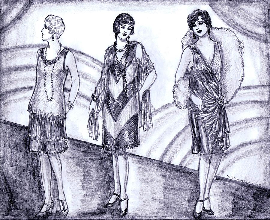 Rainbow 1920s Fashions Drawing by Mel Thompson