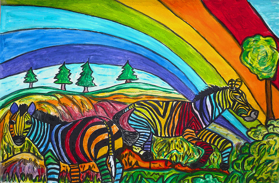 Rainbow Chasers Painting by Monica Engeler