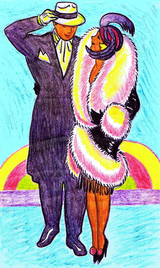 Rainbow Couple Drawing by Mel Thompson