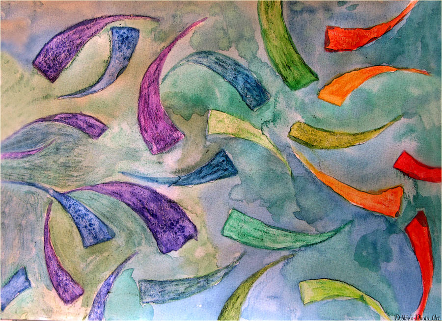Abstract Painting - Rainbow Fish by Debbie Portwood