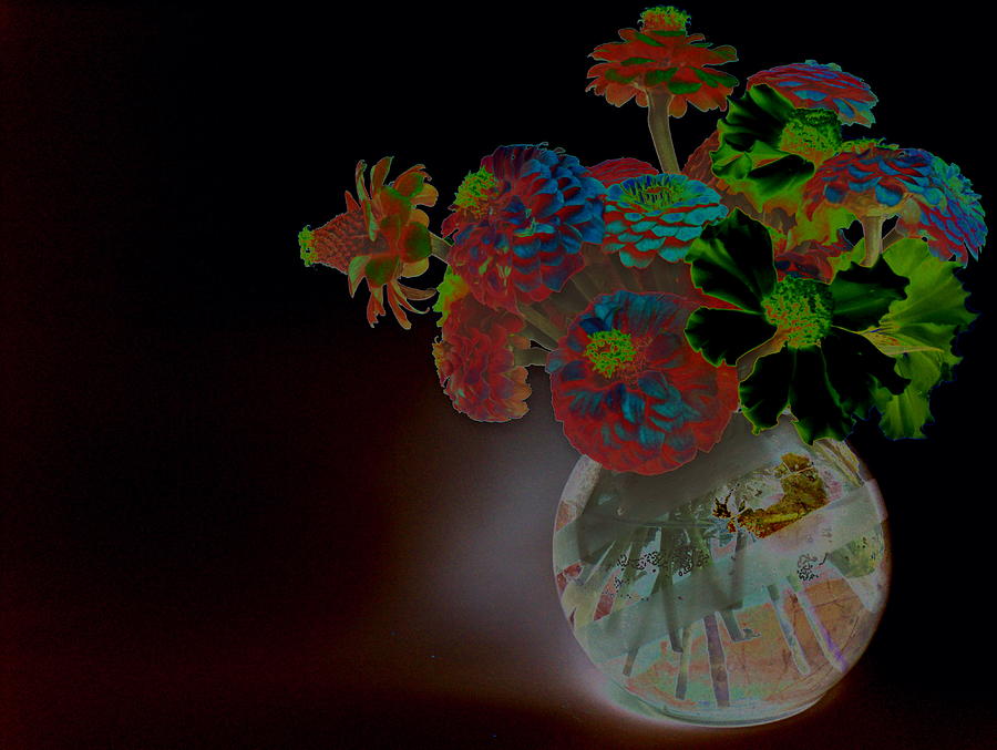Rainbow flowers in Glass Globe Photograph by Padre Art