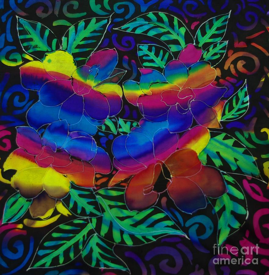 Rainbow Flower Painting - Rainbow flowers by Dye n  Design