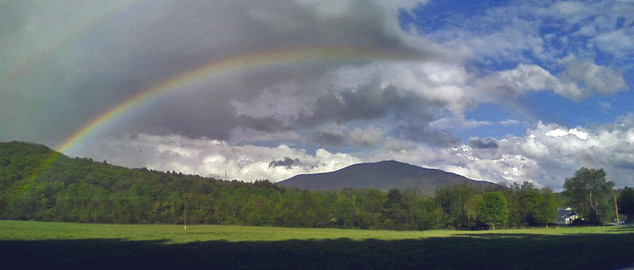 Rainbow frames Ascutney Mountain Photograph by Nancy Griswold