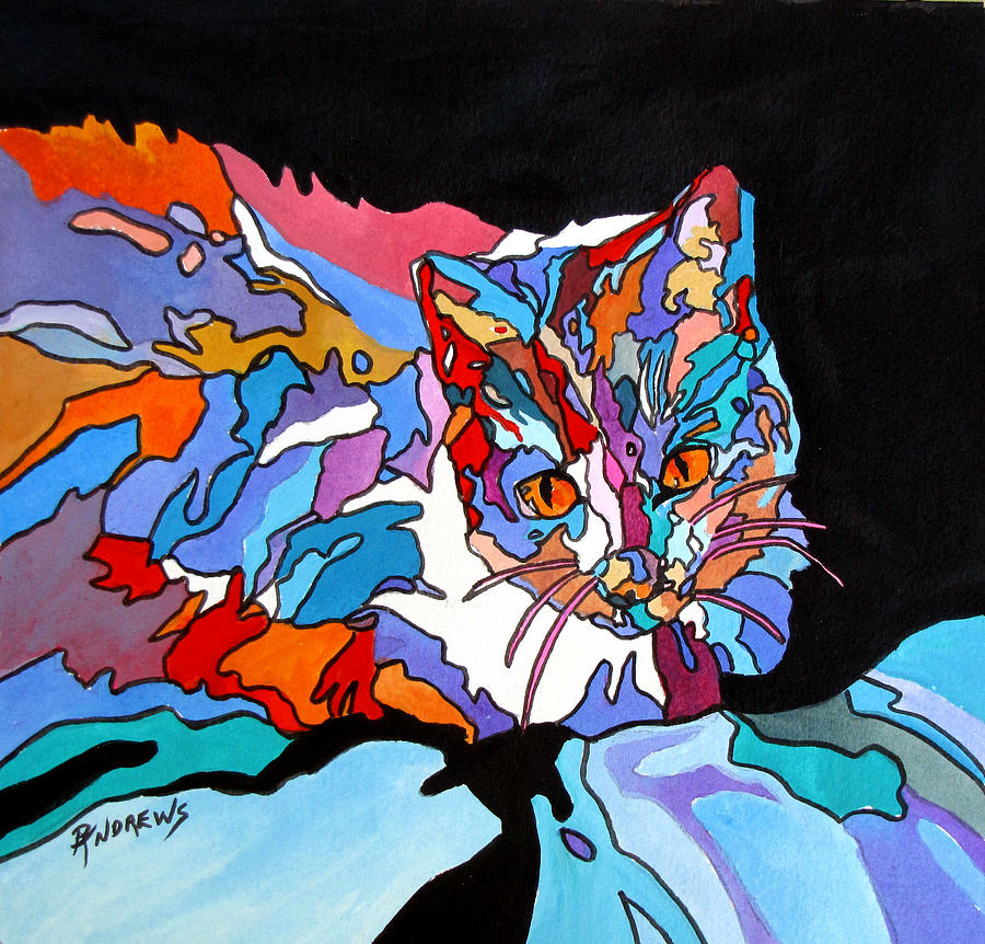 Rainbow Kitty Painting by Rae Andrews
