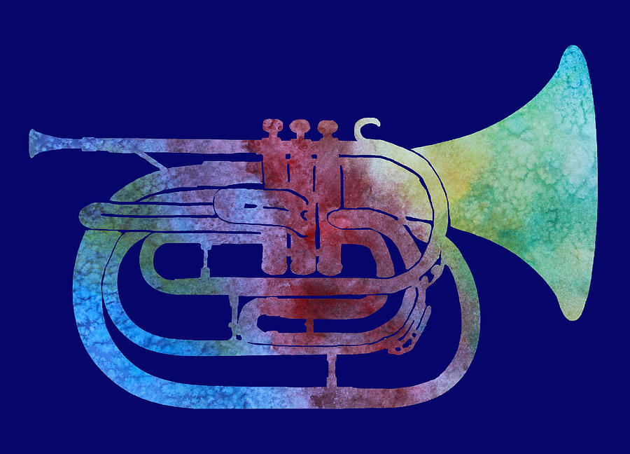 Rainbow Marching French Horn Painting by Jenny Armitage