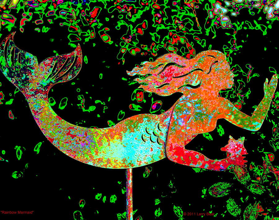 Rainbow Mermaid Digital Art by Larry Beat