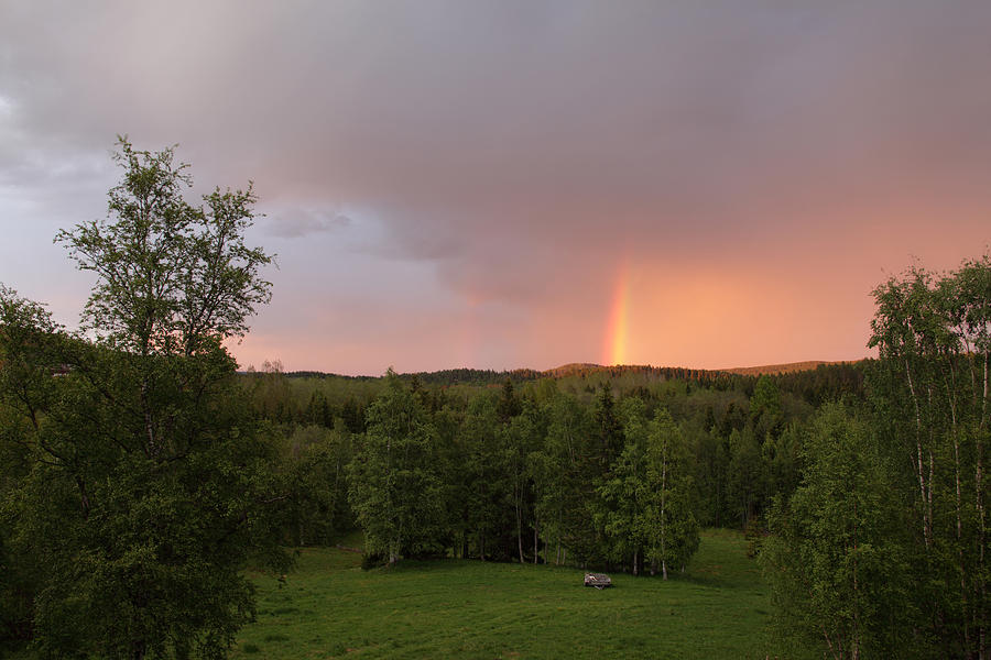 Rainbow over pastoral landscape Photograph by Ulrich Kunst And Bettina Scheidulin