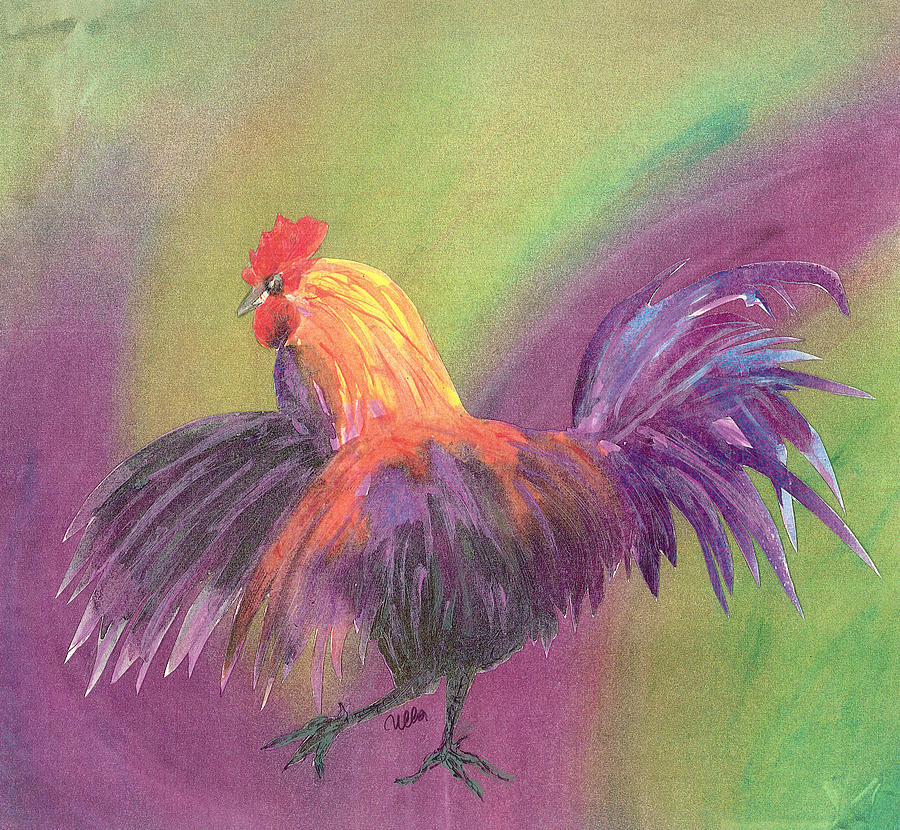 Rainbow Rooster Mixed Media by Ulla Noor Warner - Pixels