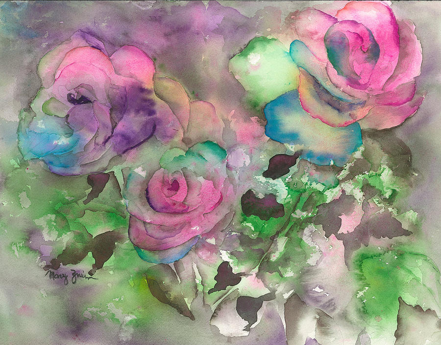 Rainbow Roses Painting by Mary Zwirn | Fine Art America