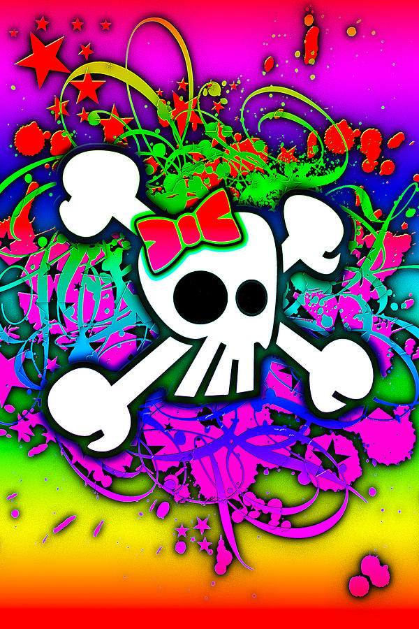 Rainbow Skull 1 of 6 Digital Art by Roseanne Jones