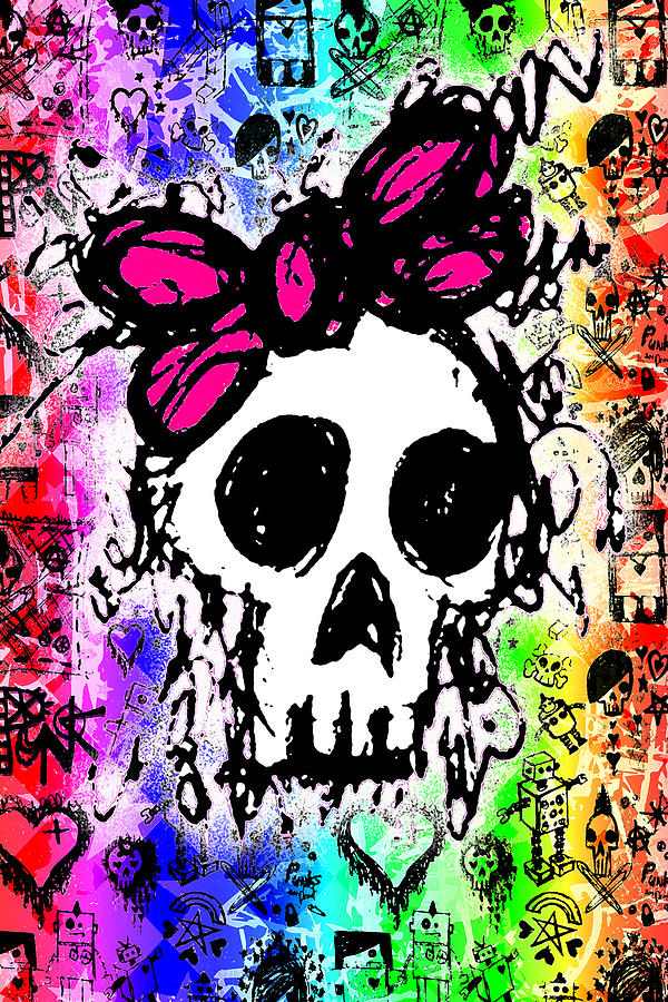 Rainbow Skull 6 of 6 Digital Art by Roseanne Jones