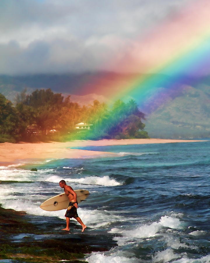 Beach Photograph - Rainbow Surfer by Joel Lau