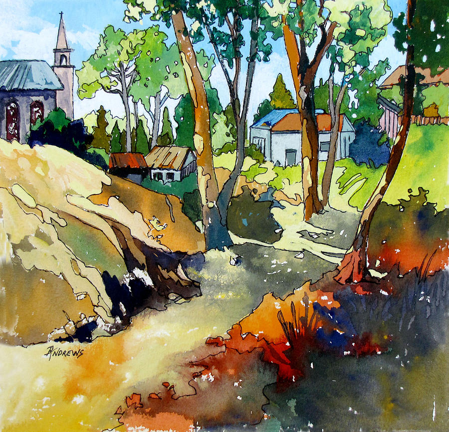 Rainbow Village Painting by Rae Andrews