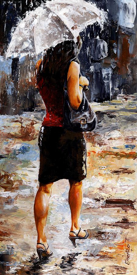 Rainy day - Woman of New York 04 Painting by Emerico Imre Toth