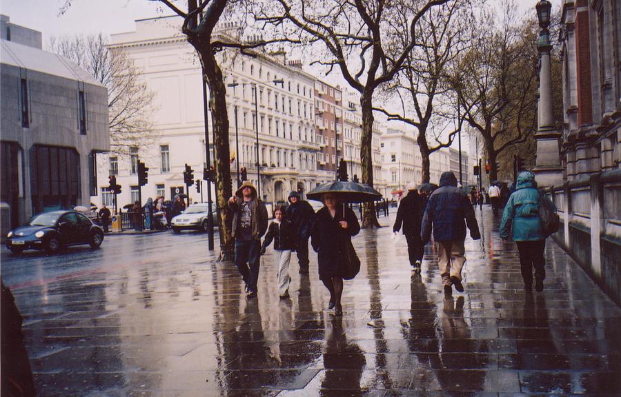 London Photograph - Rainy Sunday on Cromwell Road in London England by Katherine Shemeld