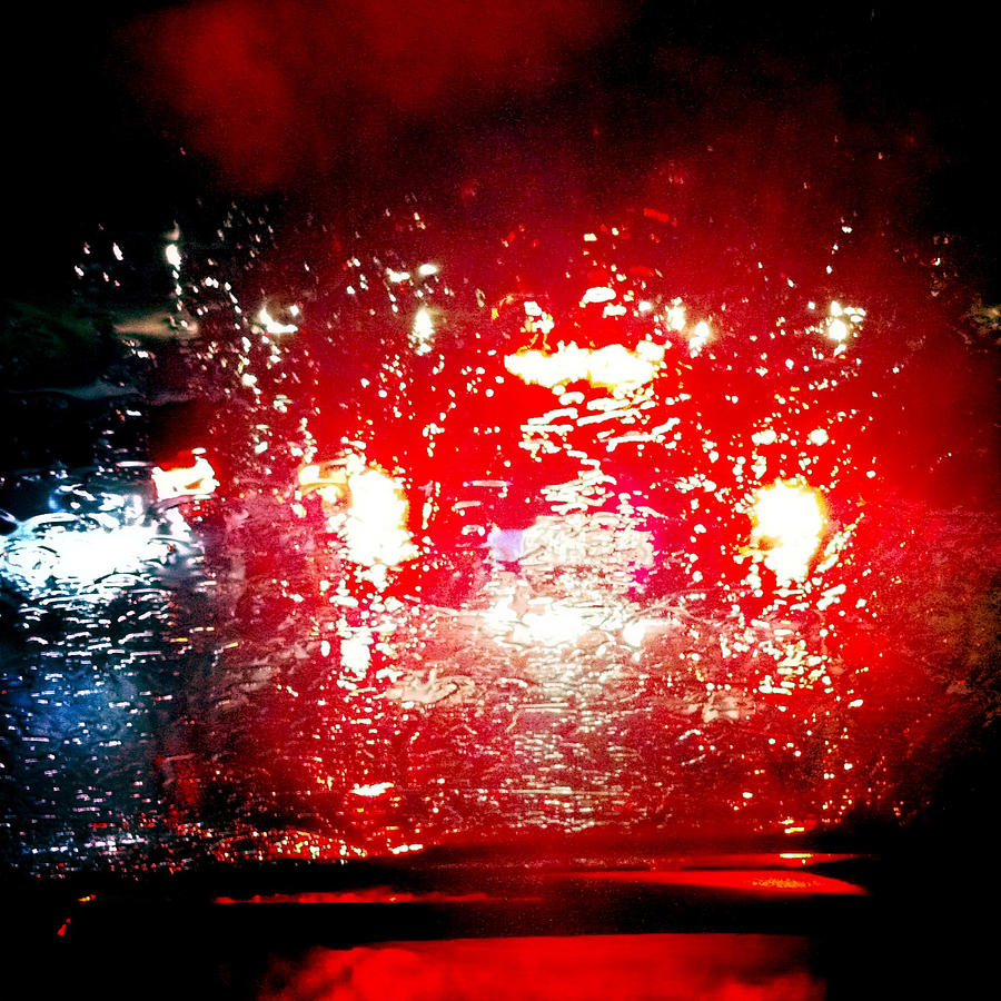 Rainy window - red abstract Photograph by Matthias Hauser