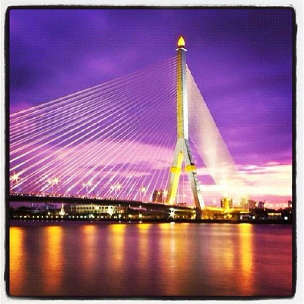 Cool Photograph - Rama 8 Bridge #dotz #colorful #building by Rocky Boat