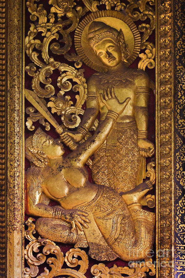 Ramayana Scene - Luang Probang Carriange House Photograph by Craig Lovell