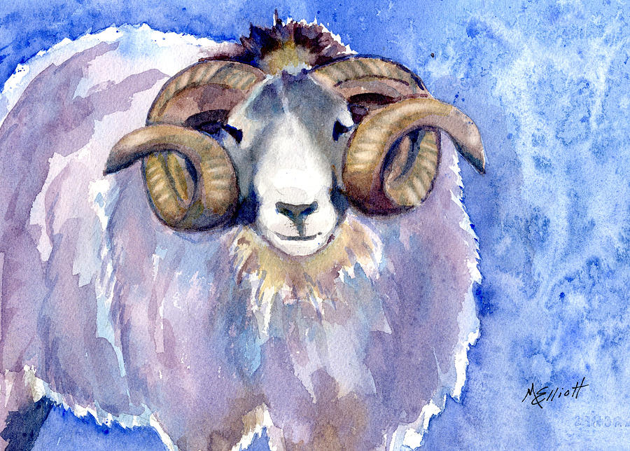 Sheep Painting - Rambo by Marsha Elliott