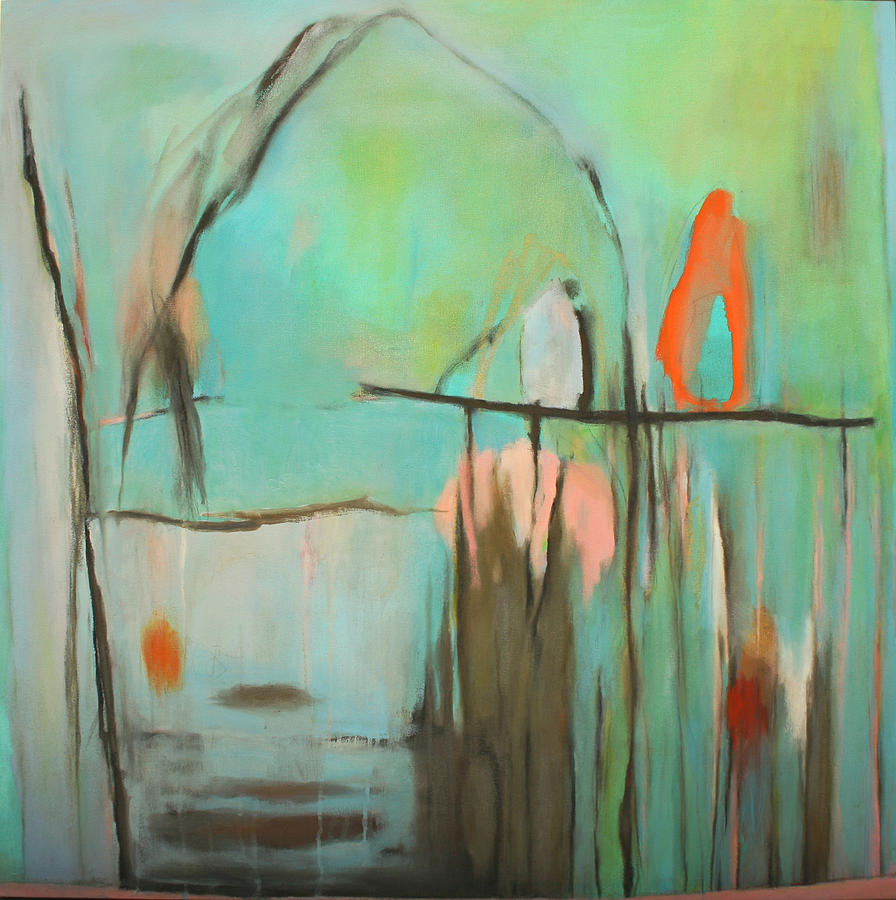 Abstract Painting - Ramshackle Harbor by Janet Zoya