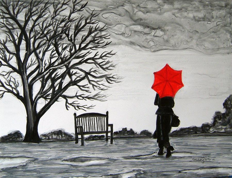 Randezvous in the Rain Painting by Manjiri Kanvinde
