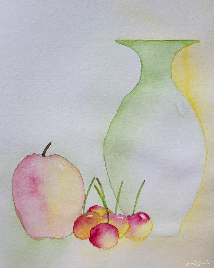 Ranier Cherries And A Pink Lady Painting by Heidi Smith