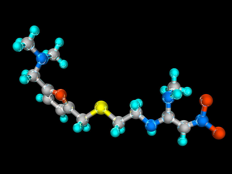 Ranitidine Photograph - Ranitidine Drug Molecule by Laguna Design