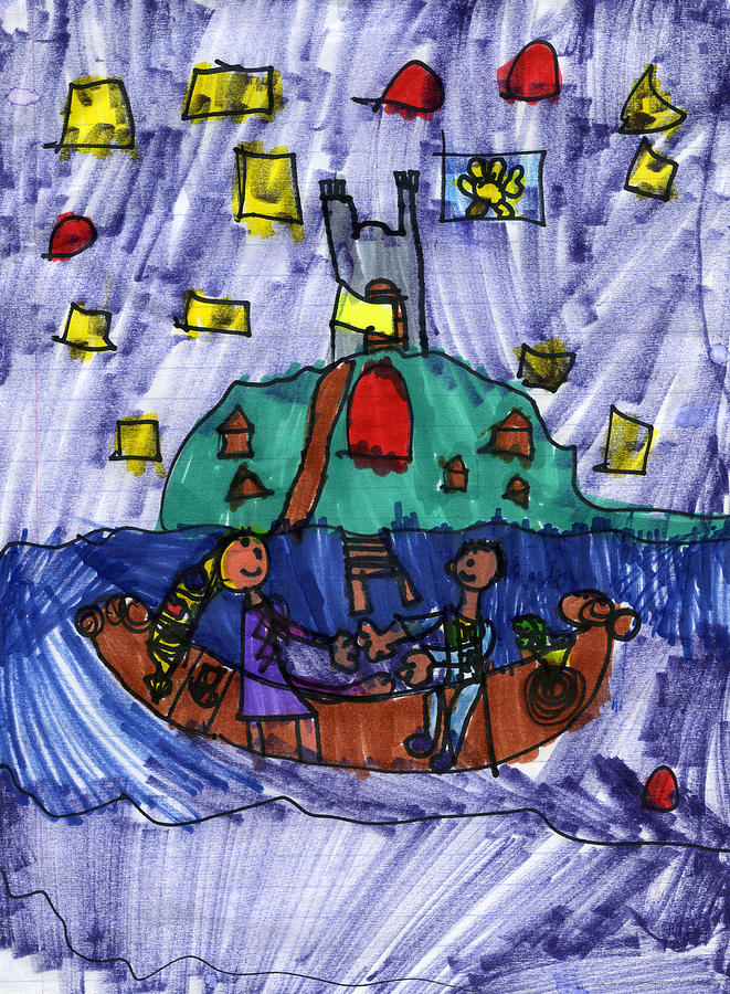 Rapunzel and Flynn in a Boat Drawing by Bella Fine Art America