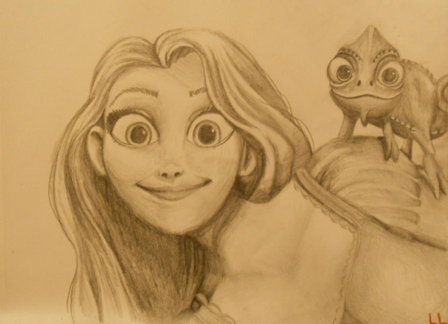 Rapunzel And Pascal Painting by Lisa Leeman