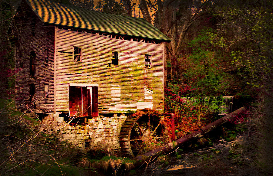 Old Grist Mill Photograph - Rare Photo Becks Mill Indiana by Randall Branham