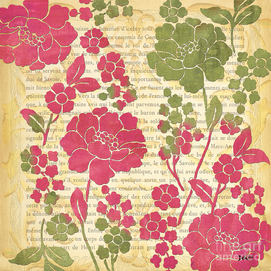 Vintage Painting - Raspberry Sorbet Floral 2 by Debbie DeWitt