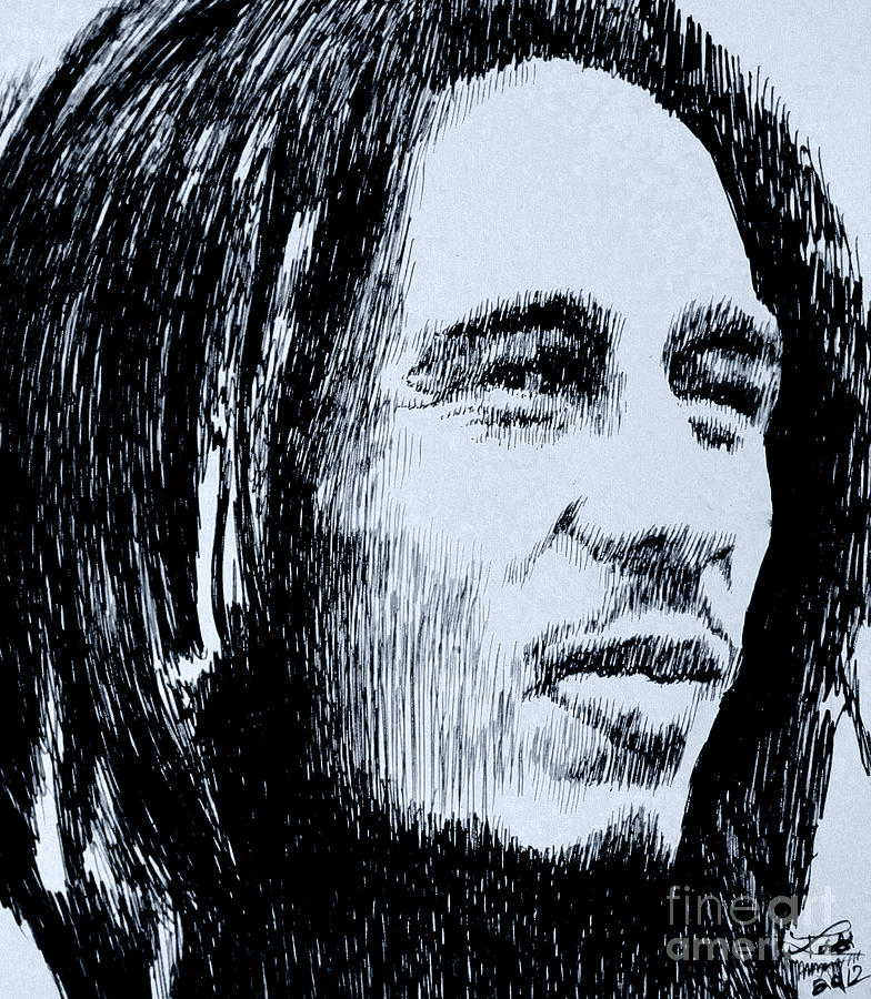 Bob Marley Drawing - Rasta Man 2 by Robbi  Musser