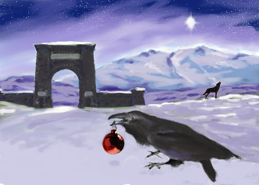 Raven and Wolf Digital Art by Les Herman