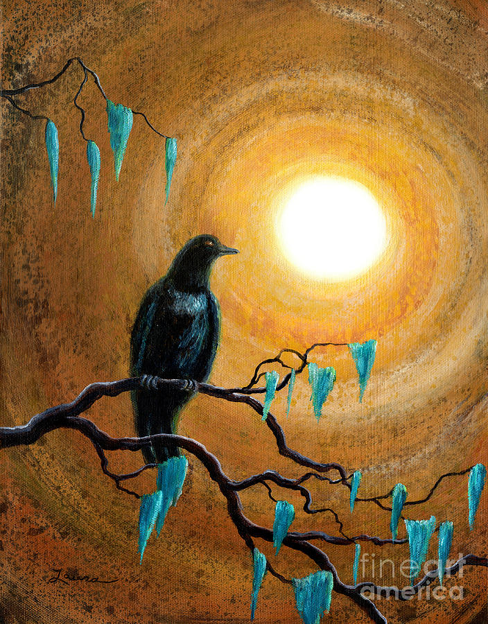Raven In Dark Autumn Painting