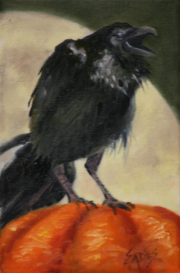 Raven Moon Painting by Linda Eades Blackburn