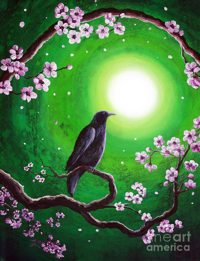 Raven on a Spring Night Painting by Laura Iverson