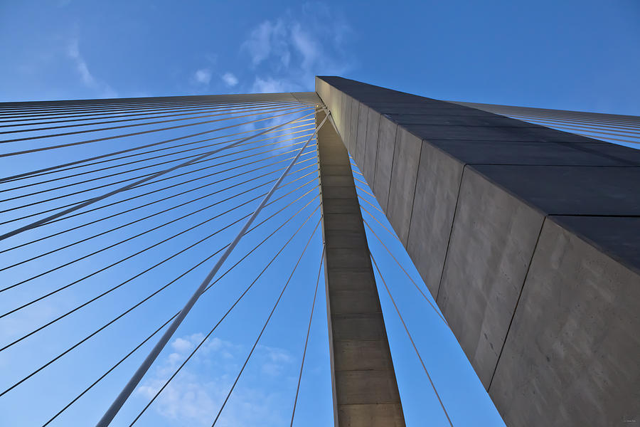 Ravenel Bridge Charleston Photograph - Ravenel Overhead Day - Horizontal by Donni Mac